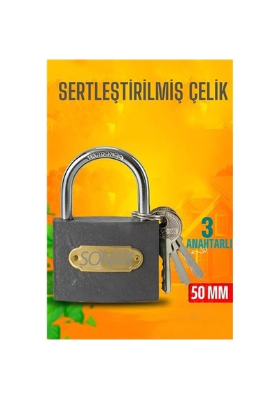 Zenvac Çelik Asma Kilit 50 Mm 3 Anahtarlı Sonax Design 721039 Zenvac29
