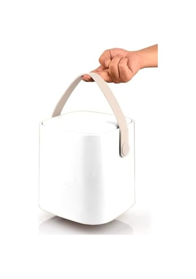 Coverest Tutma Saplı İç Kovalı Tezgah Üstü Mutfak Çöp Kovası, 4 Litre, Kilitli Kapak, Click Kapak, 20x20x22 Cm, Gri Açık Bej