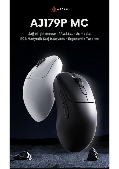 Aj179p Mc 3 Modlu 1000hz 12.000 Dpı Manyetik Şarj Istasyonlu Paw3311 Optik Sensör Gaming Mouse Diğer