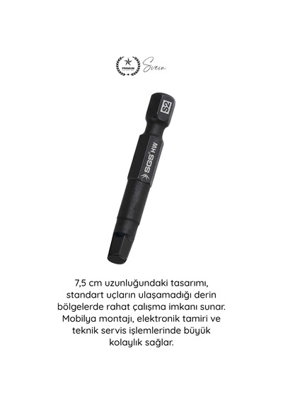 Allen 10 Mm Allen Bits Uç 7,5 Cm S2 Çelik Profesyonel Alyan Tornavida Ucu Manyetik Altıgen Vida Sök