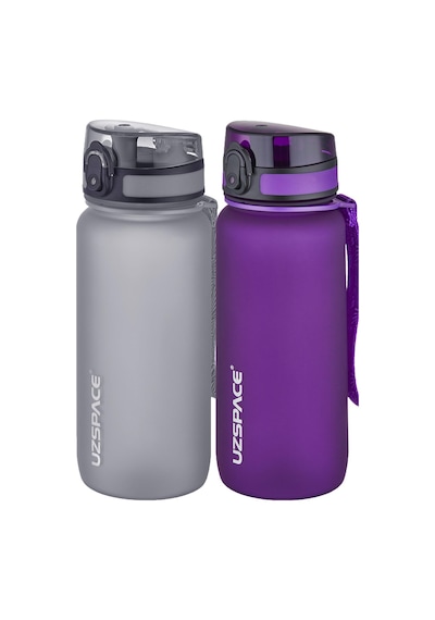 Uzspace 2'li Tritan Matara Seti 650 Ml 14 Farklı Renk Seçeneği Fiftyfifty -3037seta Gri-Mor