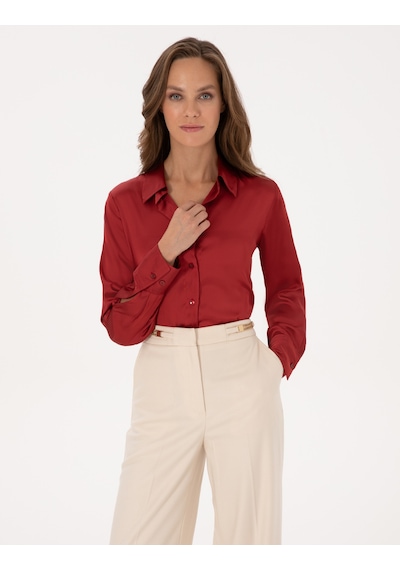 Pierre Cardin Kadın Bordo Gömlek Desenli 50319346-vr014 Bordo