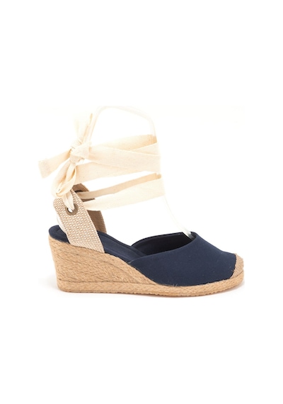 Star Tombis Gerçek Elişi Ipli Espadril Dolgu Topuk Keten Espadril Handmade Lacivert
