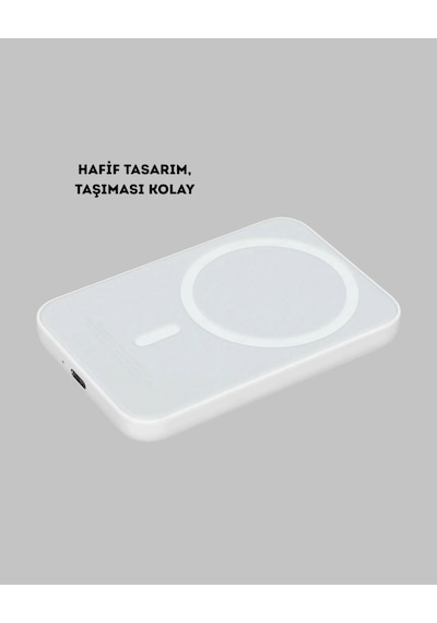 Manyetik Kablosuz Powerbank İphone 12/13/14/15 Uyumlu, Hızlı Şarjlı, Ultra Hafif