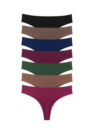 Sensu Kadın Fitilli Brazilian Tanga 7'li Paket Set Karışık