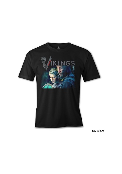 Vikings - Ragnar & Lagertha Siyah Erkek Tshirt