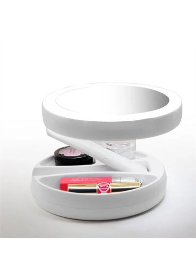 Monozone 10x Katlanabilir Çift Taraflı Usb Vanity Led Işıklı Makyaj Aynası Beyaz