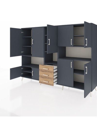 Hyperion Dolap 13 Raflı 3 Çekmeceli 9 Kapaklı 220x44x163 Antrasit Antrasit-antrasit/çam Hyperion Dolap 13 Raflı 3 Çekmeceli 9 Kapaklı 220x44x163 Antrasit Antrasit-antrasit/çam