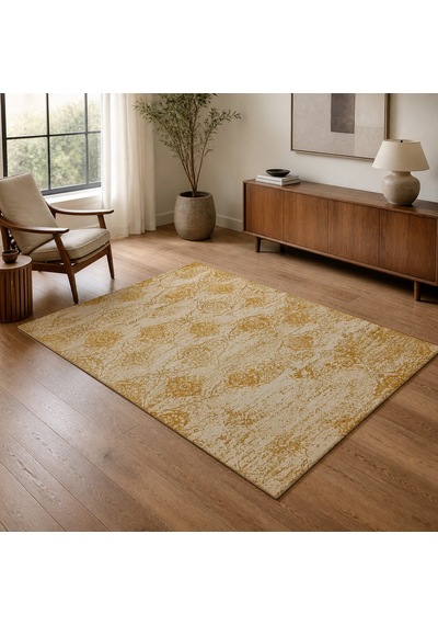 Kartela Halı Liva Halı Jüt Taban Dokuma Halı Hardal Sarısı - 80 X 120 Cm