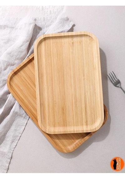 2 Adet Bambu Dikdörtgen Servis Tabağı, Sunum Seti 30x20 Cm
