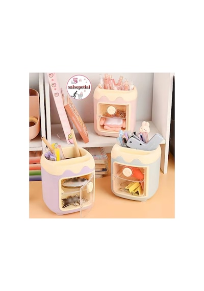 Kawaii Sevimli Kalem Kutusu Masaüstü Kalemlik Kawaii Kapaklı Kalem Kutusu Masa Üstü Organizer Mavi Kapaklı