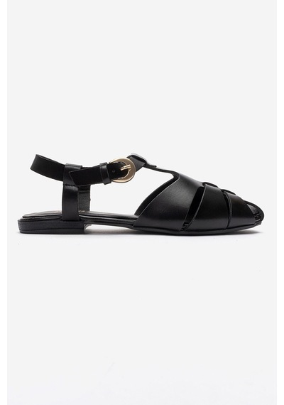 Luvi Shoes Jandor Siyah Hakiki Deri Kadın Sandalet