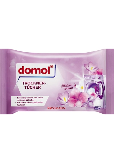 Domol Kurutma Makinesi Mendili Parfümlü Çamaşır Yumuşatıcısı Çiçek Rüyası 25'li Paket