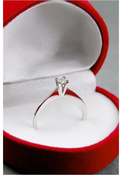 Pırlanta Tektaş Altın Yüzük 0.10 Ct - F/Vs - 14K