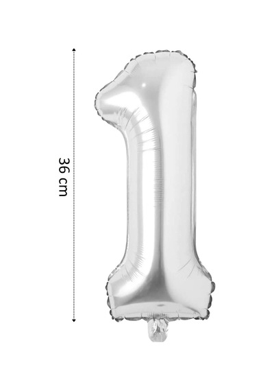 Folyo Balon 1 Rakamı Helyum Balon 36 Cm Gümüş Renk -silver Ballons - 1 Number Ballon Çok Renkli