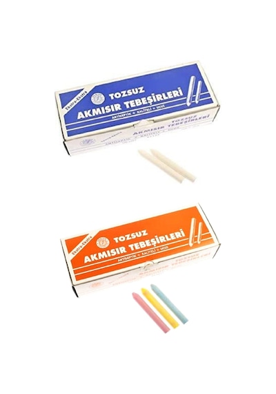 100 Lü Renkli ve Beyaz Tebeşir 2 Paket