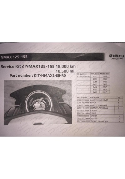 Nmax 125 Bakım Kiti 18.000 Km 2015-2020