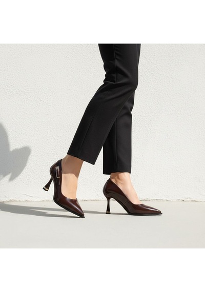 Alewomen Poni Kahve Rugan 10 Cm Topuklu Kadın Stiletto Kahverengi