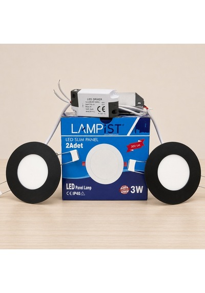 Lampıst 3w Siyah Kasa Led Slim Panel 2'li Set