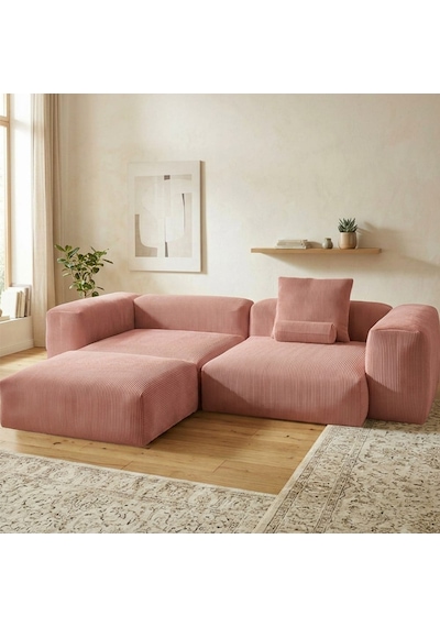 Relax Köşe Koltuk Takımı Sünger Koltuk Kanepe Divan Gül Kurusu