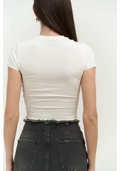 Mai Collection Mai Studios Co. Cowboys Beyaz Penye Crop