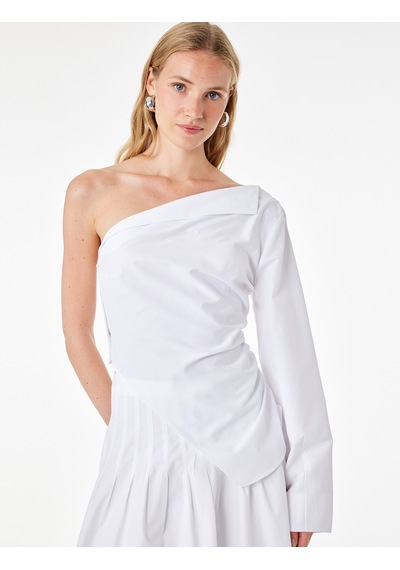 Koton Pamuklu Uzun Kollu Drape Detaylı Poplin Açık Omuz Asimetrik Bluz Kırık Beyaz 6sak60402uw Ekru Koton Pamuklu Uzun Kollu Drape Detaylı Poplin Açık Omuz Asimetrik Bluz Kırık Beyaz 6sak60402uw Ekru