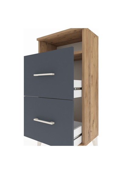 Arges Komodin Tek Raflı 2 Çekmeceli 44x30x96 Çam-antrasit Atlas Çam
