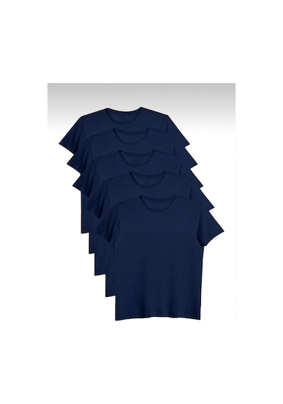 Bürke 5'li Erkek/Unisex Lacivert Renk %100 Pamuk Bisiklet Yaka Basic Tişört