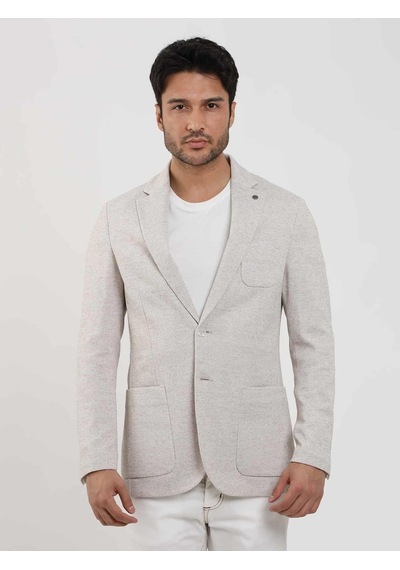 Dufy Bej Erkek Slim Fit Armürlü Mono Yaka Ceket - 104435-bej Bej