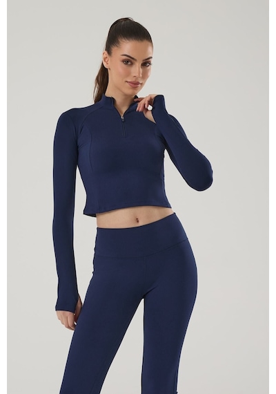 Ayessa Kadın Uzun Kollu Crop Spor Üst 4018-e Lacivert