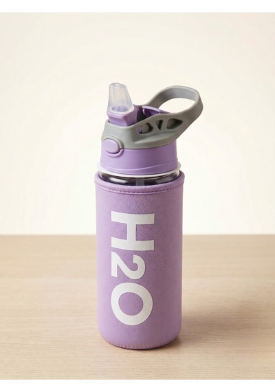 H2o Kılıflı Pipetli Cam Matara 500 Ml Lila