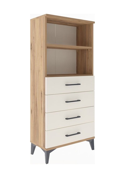 Arges Dolap 2 Raflı 4 Çekmeceli 60x30x134 Çam-aytaşı Atlas Çam