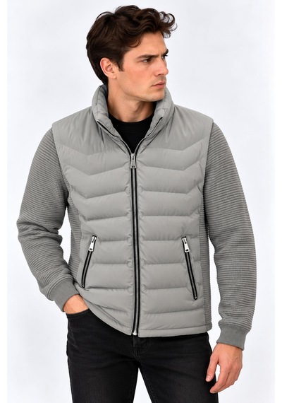 Tiger Force Slim Fit Erkek Kolu Triko Mont 7818 Taş