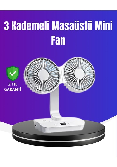 720 Döner Çift Taraflı Masaüstü Vantilatör Usb Şarjlı Sessiz Fan Çok Renkli