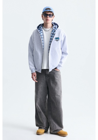 Vamos Boxy Fit Fermuarlı Kapüşonlu Sweatshirt V70-245 Çok Renkli