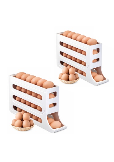 Microcase Abs Plastik Dolapiçi Yuvarlanır Tip Yumurta Organizer Ve Standı 2 Adet Al54529 Beyaz