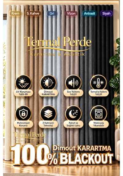 Dimout Karartma Blackout Perde - Siyah