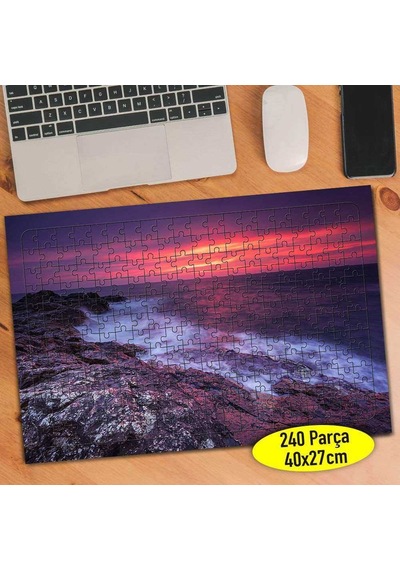 Pembe Gün Batımı Manzarası 240 Parça Puzzle Yapboz Tablo-7106097