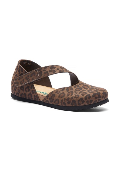 Comfortfusse Alya - Kadın Ortopedik Hakiki Deri Babet Ayakkabı Leopar Baskılı Deri