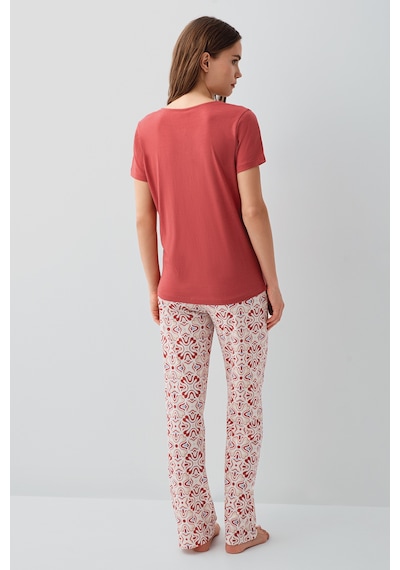 Pierre Cardin 9195 Modal Pamuk Cepli Kısa Kol Kadın Pijama Takımı Bordo