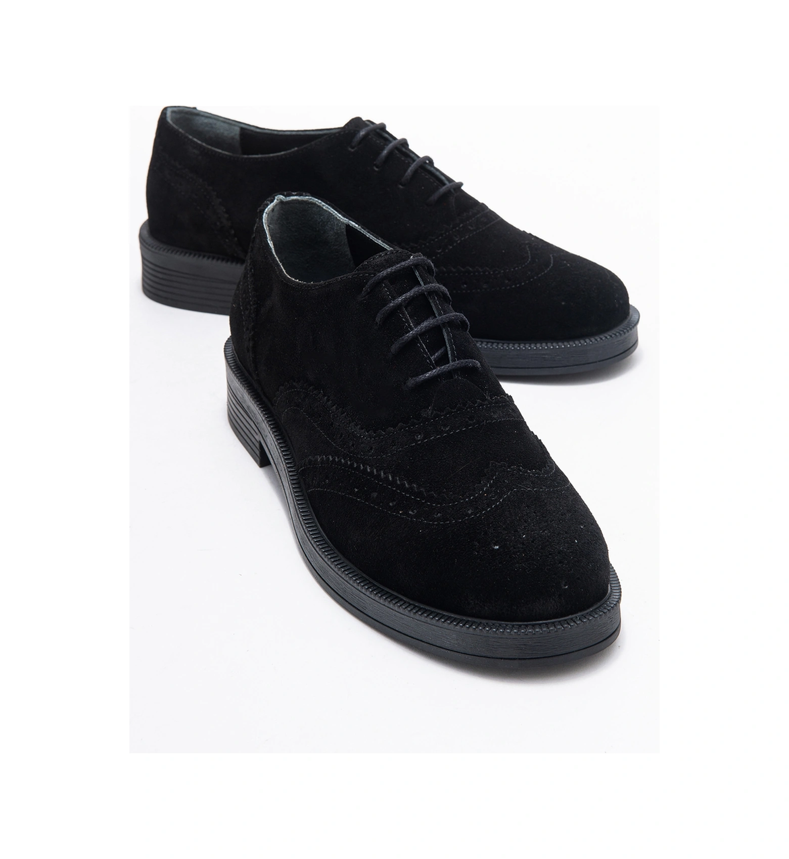 Luvishoes Luvi Shoes Avra Siyah Süet Hakiki Deri Kadın Oxford Ayakkabı Siyah