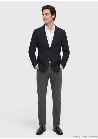 Ramsey Siyah Shirt Shoulder Slim Fit Yün Karışımlı Ceket