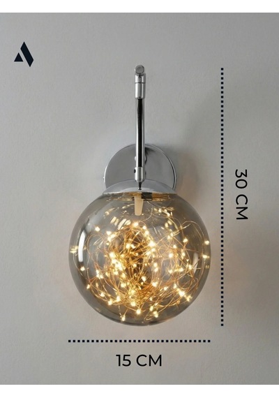 Glow Cam Peri Led Aplik Gold & Gümüş Gövde, Dekoratif Duvar Aydınlatma Gümüş