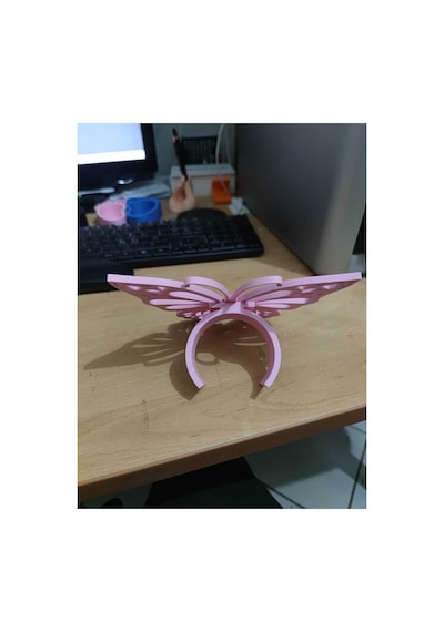 Lüks Dekoratif Kelebekli Perde Bağı - 3d Tasarım Fon Perde Tutucu Kelepçe 2 Adet Pembe