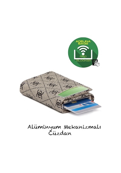 Adelina Bags Unisex Mekanizmalı Otomatik Kızaklı Kartlık Cüzdan Koyu Vizon