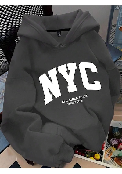 Startmore Moosta Plus Size Women's Slogan Letter 'nyc All Gırls Team Sports Club' City Name Graph Çok Renkli