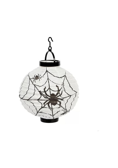 Halloween 20 Cm Led Işıklı Örümcek Desenli Beyaz Renk Kağıt Japon Feneri Tüm Yaşlar