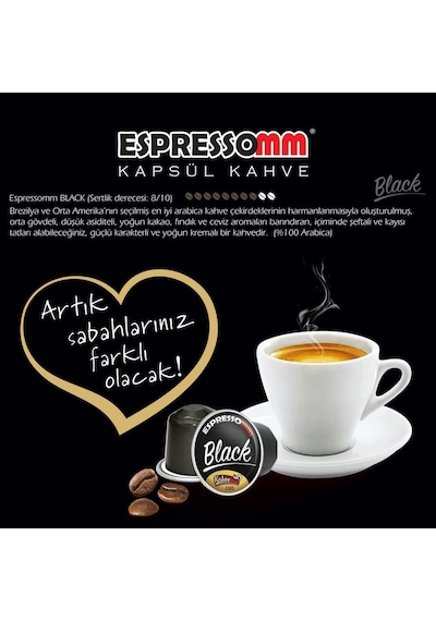 Espressomm® Premium Black Alüminyum Kapsül Kahve 10 Adet