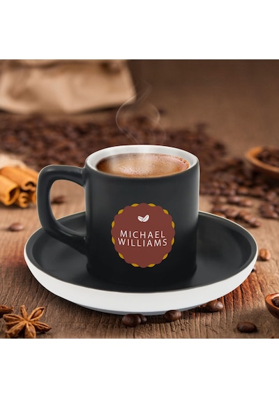 Bk Gift Kişiye Özel Coffe Tasarımlı Siyah Renk Türk Kahvesi Fincanı-6, Arkadaşa Hediye, Sevgiliye Hediye, Yıl Dönümü Hediyesi Kobitmeyen137763 Bk Gift