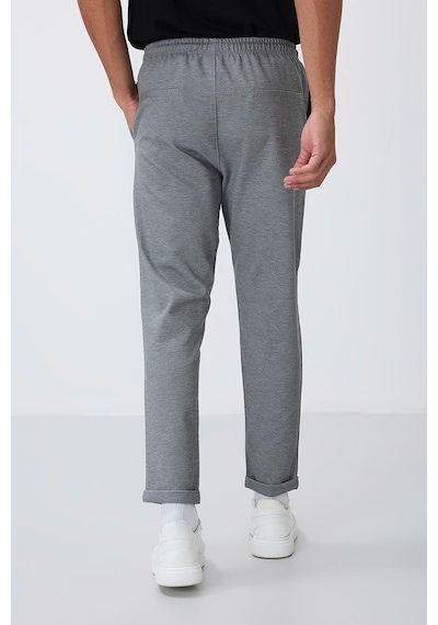 TOMMYLIFE Gri Melanj Yüzeyi Dokulu Standart Fit Erkek Eşofman Alt - 82154 GB MELANJ